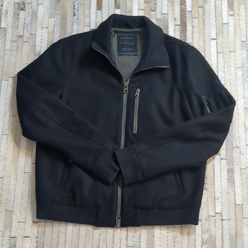 All Saints Men's Size XL Wool Italian Cloth Bomber Jacket